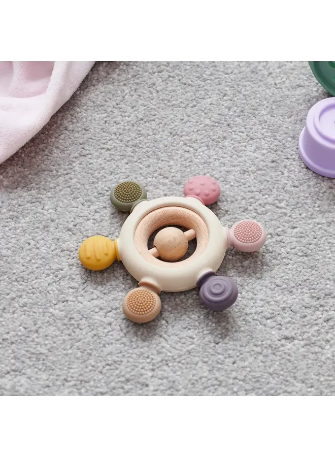 Tickit - Silisoft rammelaar bijtspeelgoed – Aarde kleuren