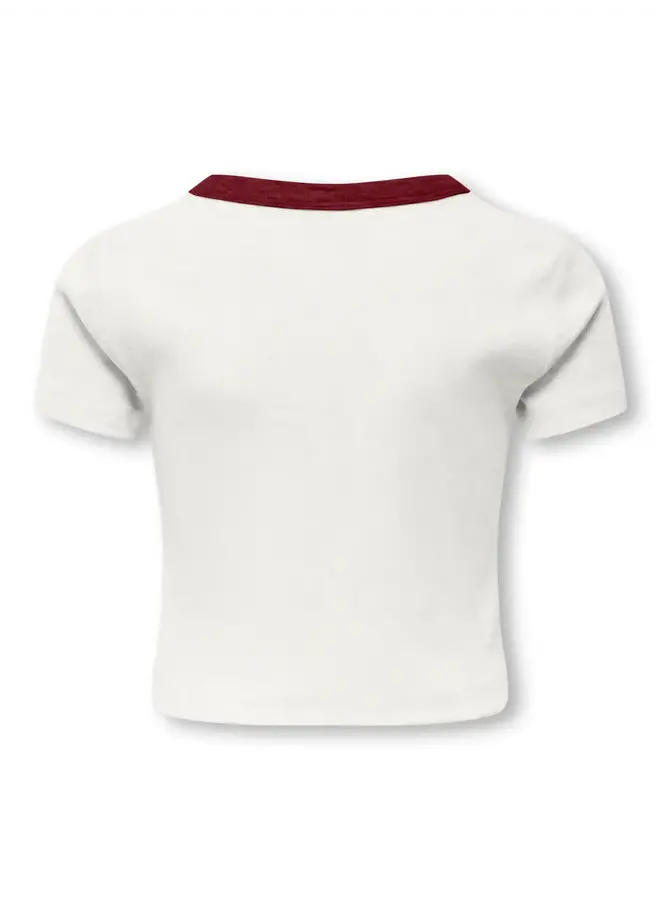 Kids Only - Vasity life s/s tight printed top - Cloud Dancer Muse/Cabernet