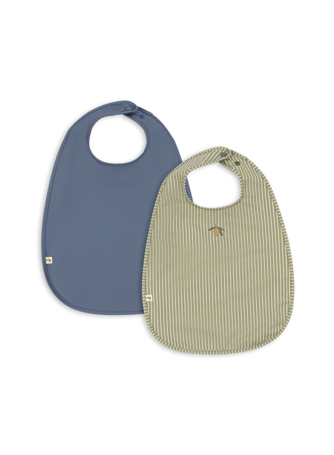 Konges Sløjd - 2 pack dinner bib - Tea stripe/Flint stone