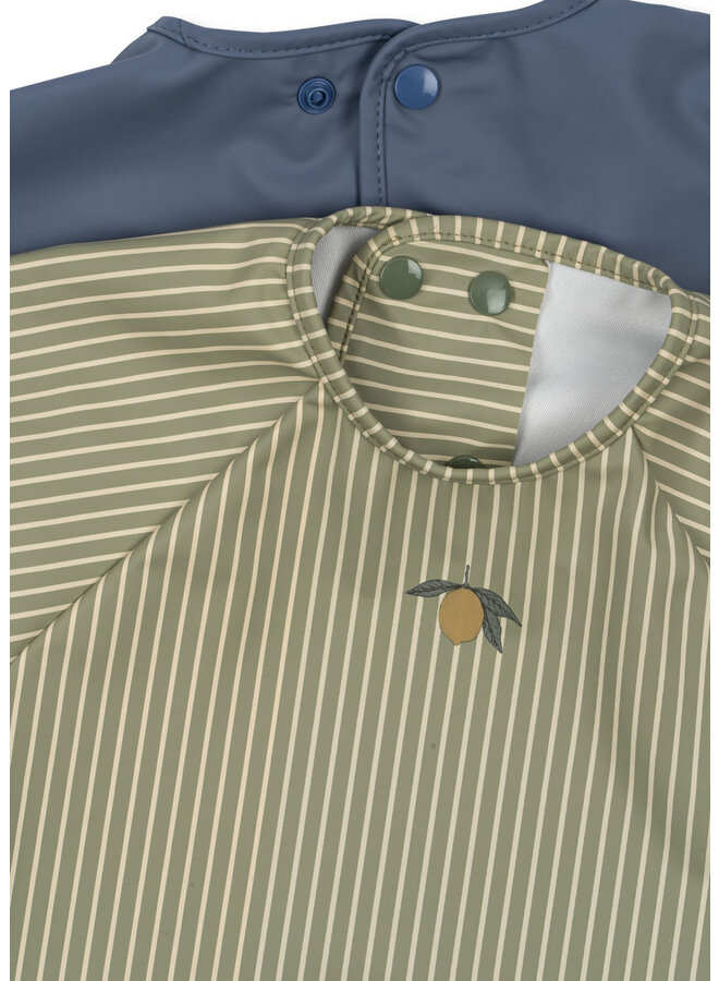 Konges Sløjd - 2 pack dinner bib with sleeves - Tea stripe/Flint stone