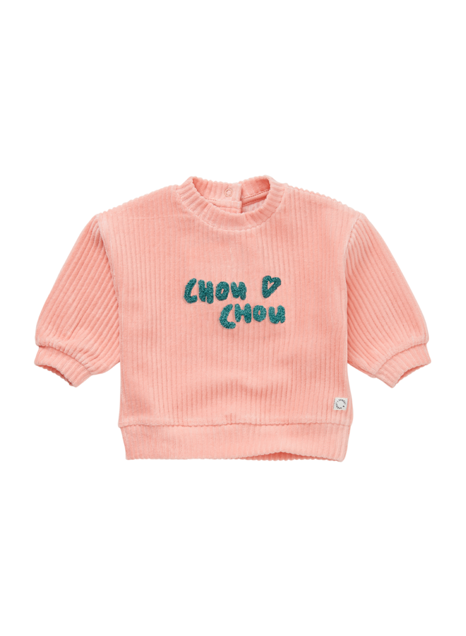 Baby velvet rib sweatshirt - Peach parfait