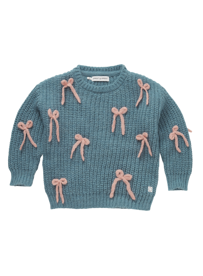 Sproet & Sprout - Girls sweater bows - Shady green