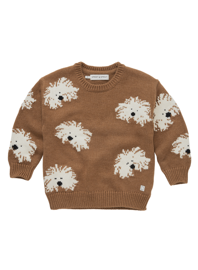 Sproet & Sprout - Sweater intarsia dogs - Mocca