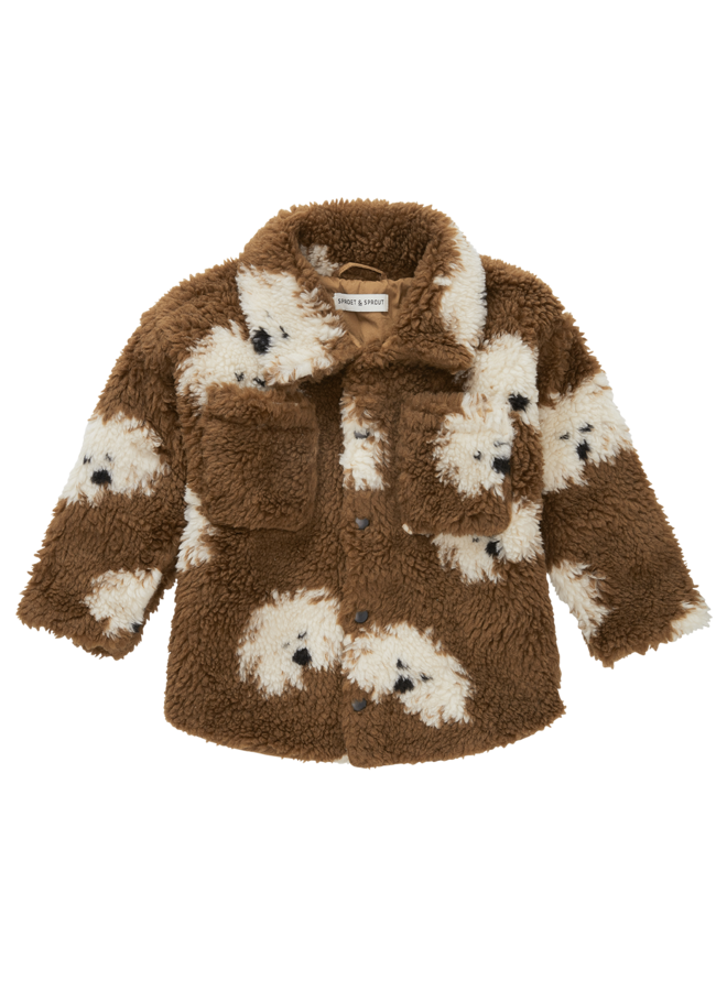 Sproet & Sprout - Teddy shirt jacket dog print - Mocca