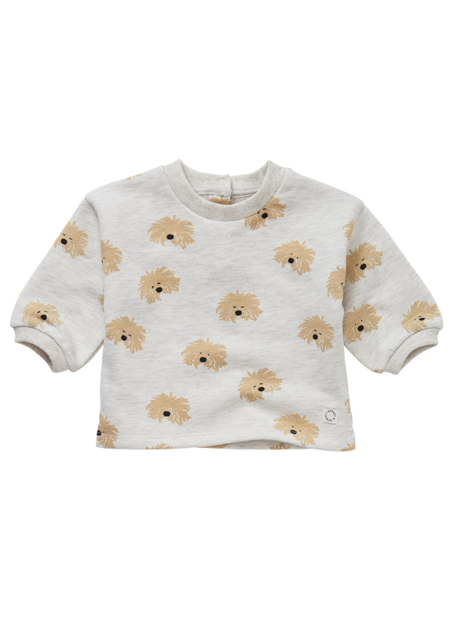 Baby sweatshirt dog print - Light grey melee