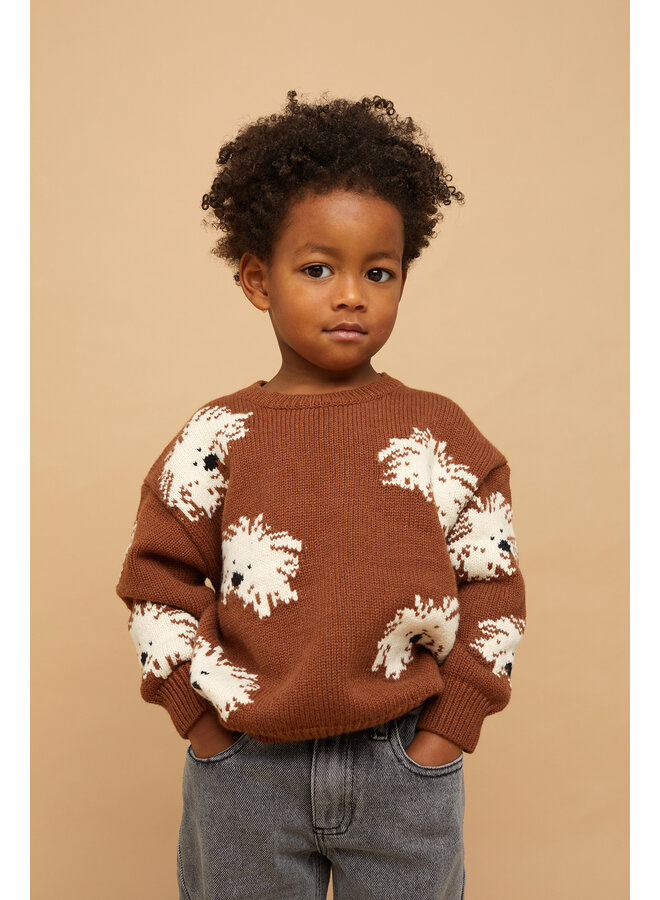 Sproet & Sprout - Sweater intarsia dogs - Mocca