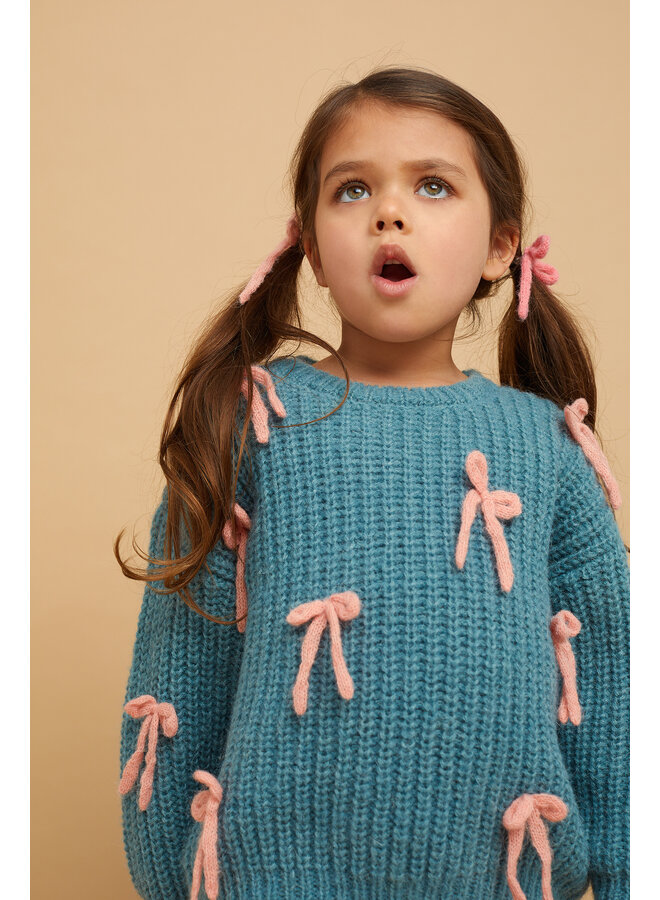 Sproet & Sprout - Girls sweater bows - Shady green