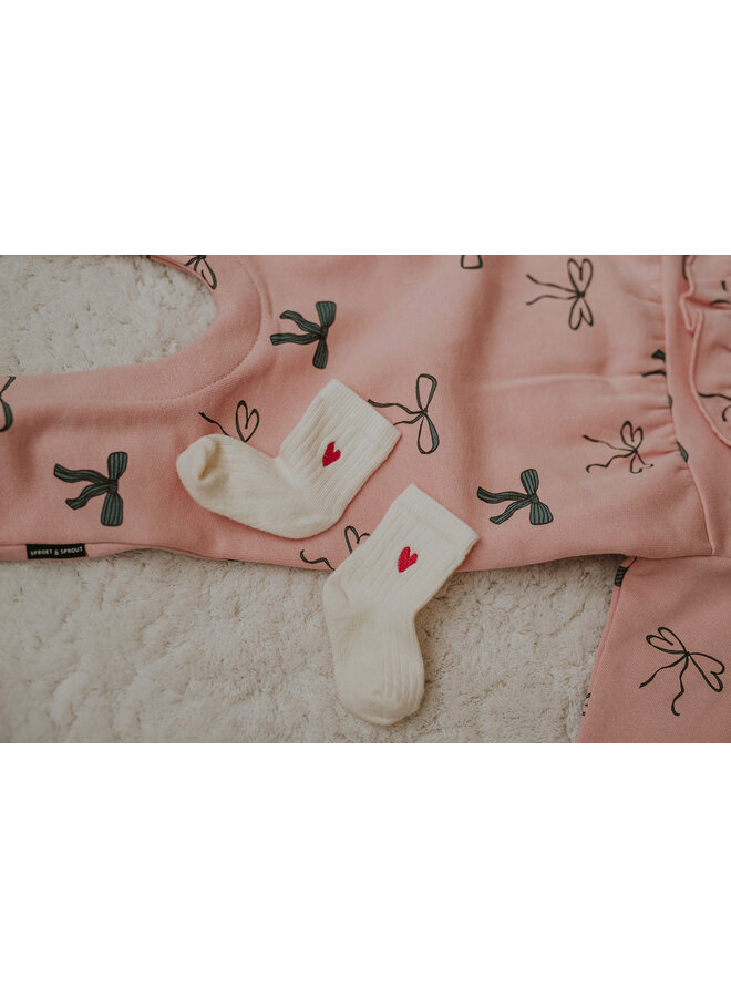 Sproet & Sprout - Sport socks heart - Ivory