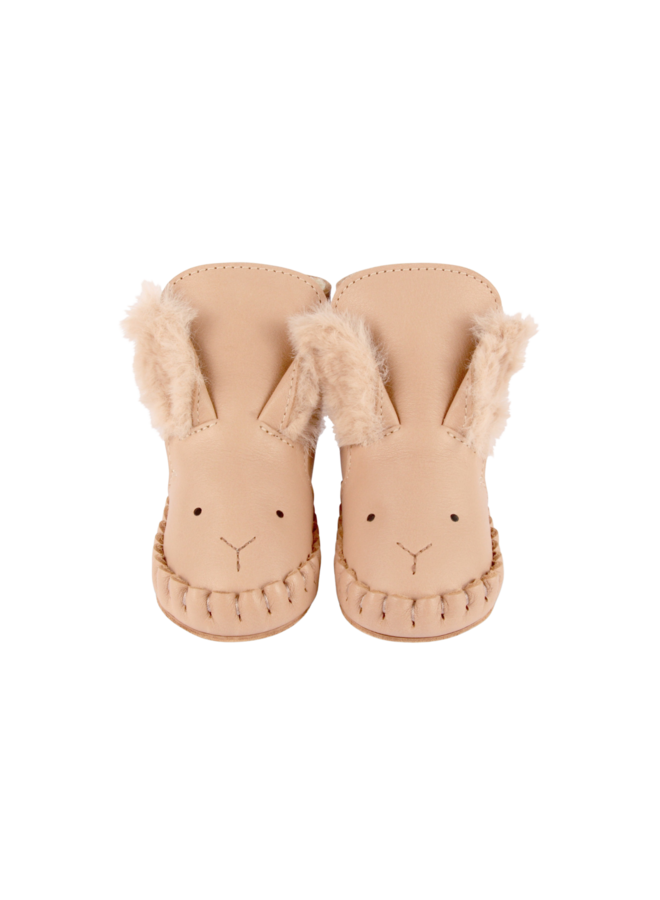 Kapi exclusive booties fluffy bunny - Light rust leather