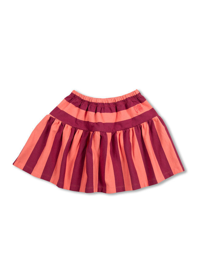 Ruffle skirt stripe - Peach/Bordeaux