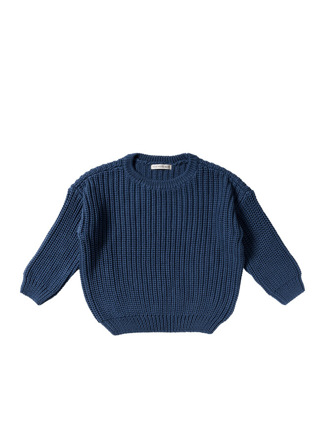 Your Wishes - Knit chunky sweater - Blue wing tale