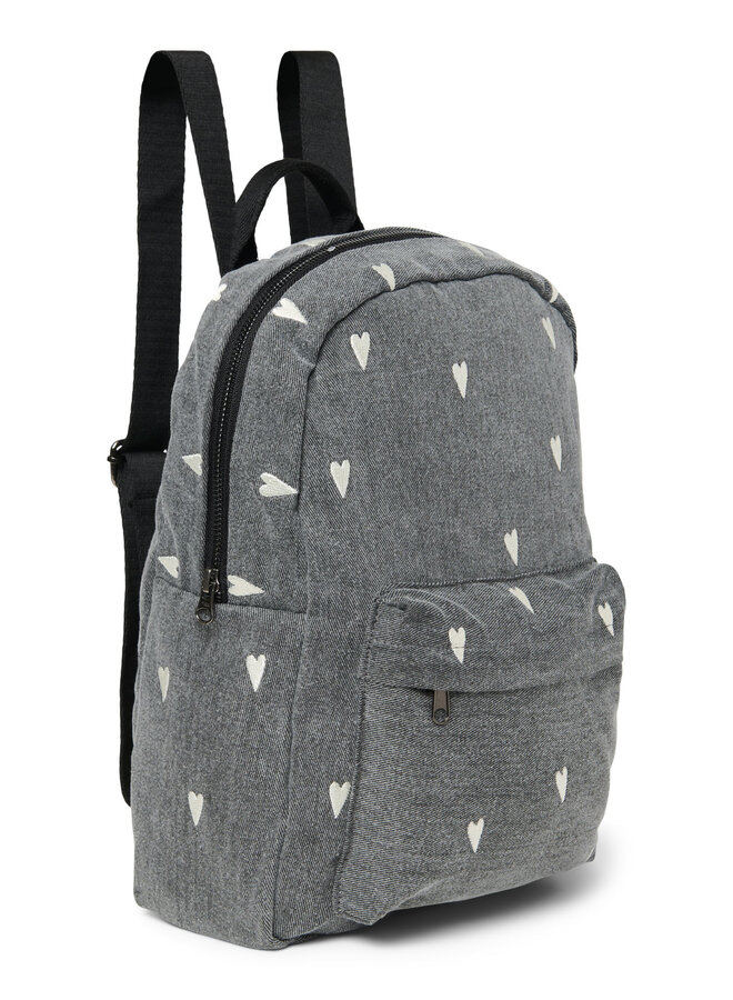 Studio Noos - Denim midi backpack grey hearts