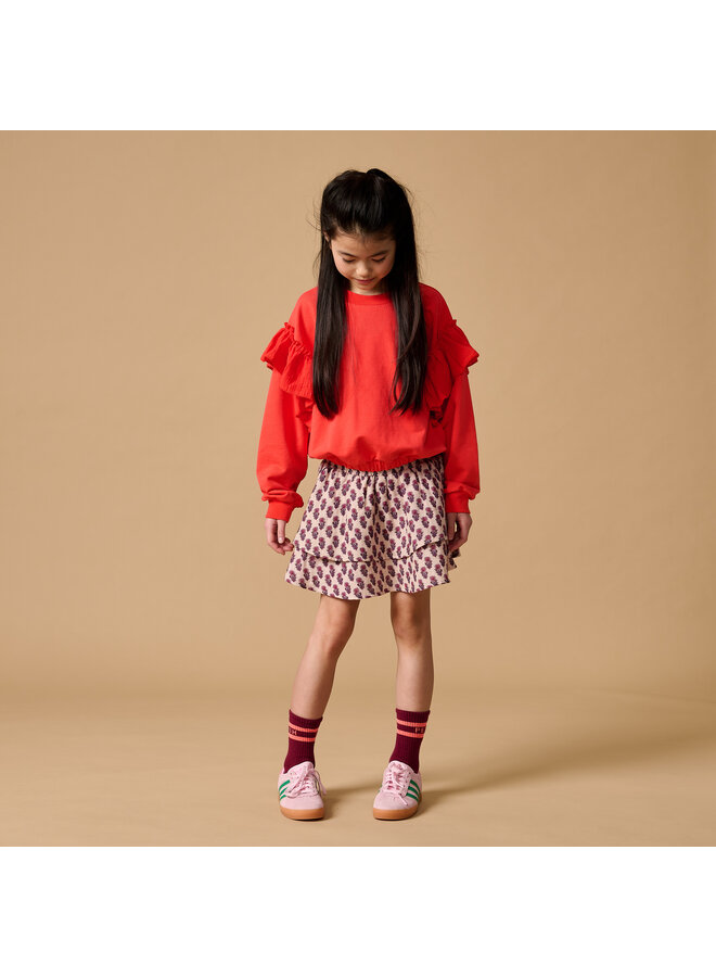 Petit Blush - Romantic ruffle sweater - Cayenne