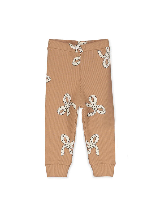 Baby rib leggings bows - Toasted