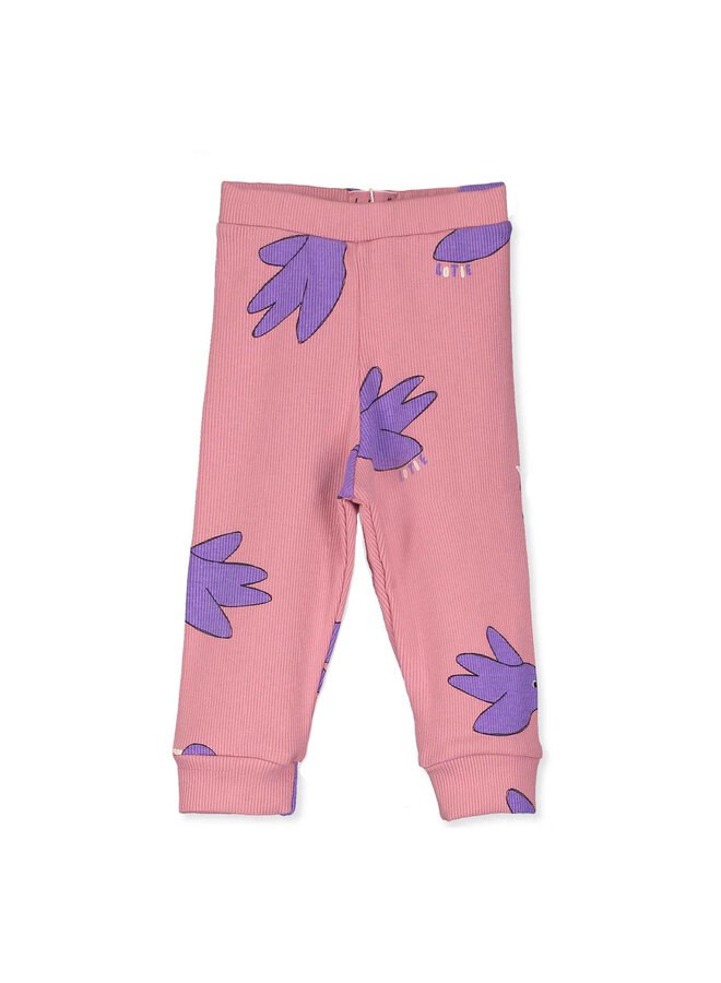Baby rib leggings flowing birds - Rose