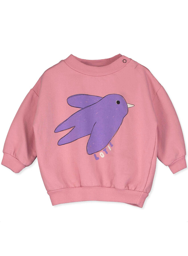 Baby sweatshirt flowing bird - Rose
