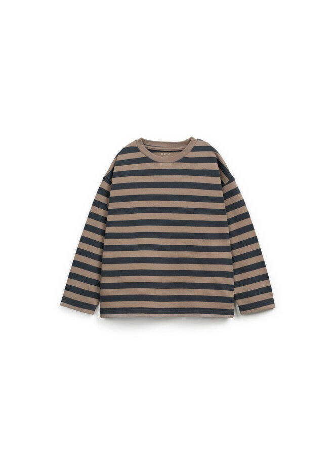 KIDS – Striped jersey LS t-shirt – Grafite