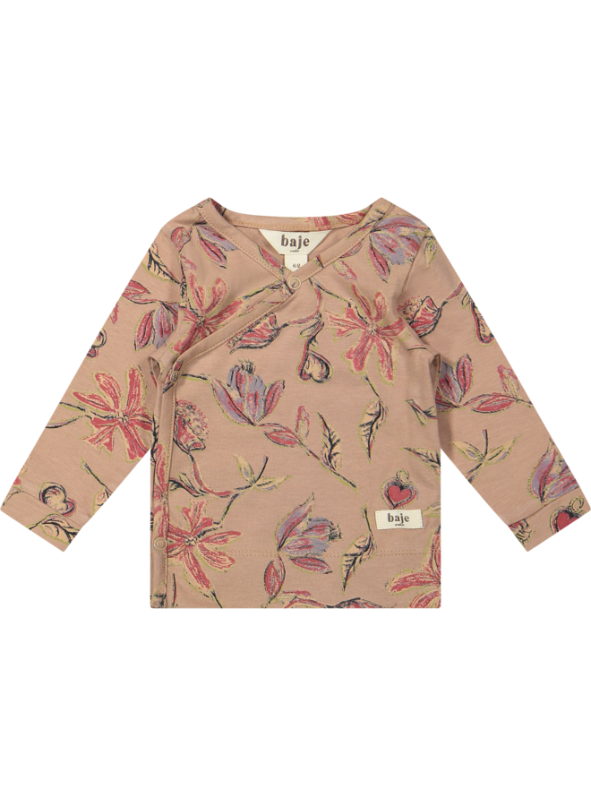 Baje Studio - Lyz wrap top - Peach almond AOP