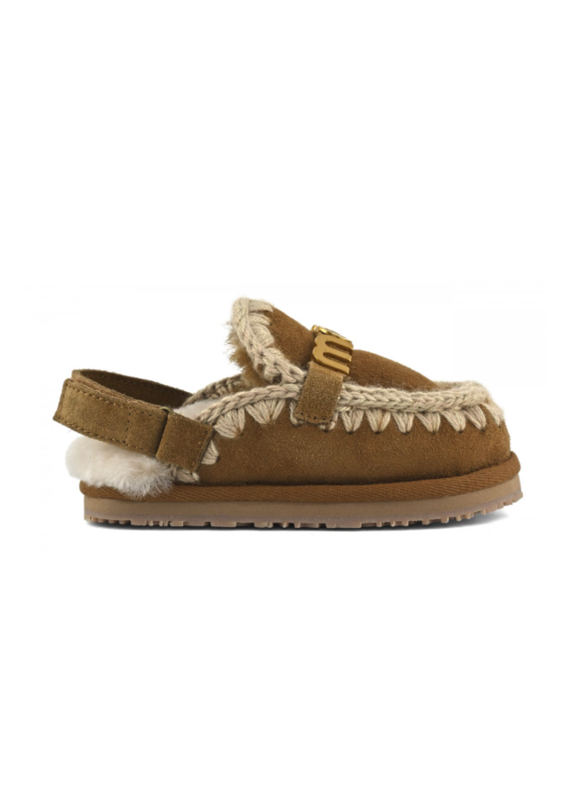 Kids slipper with back strap - Cognac