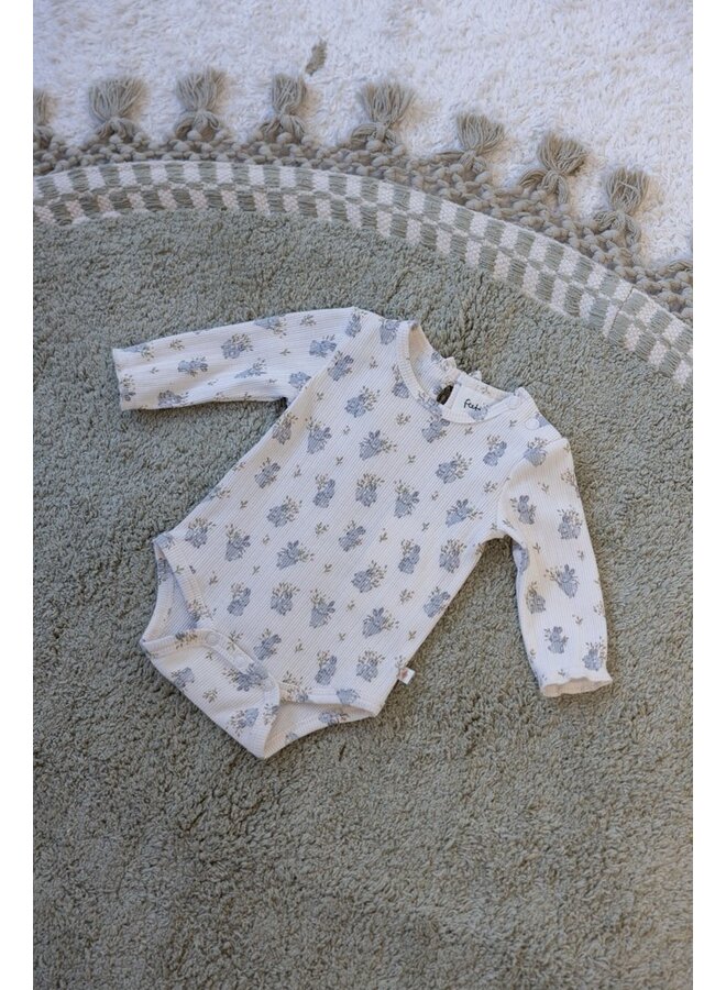 Feetje babykleding - Romper rib AOP - Fields of Green - Offwhite