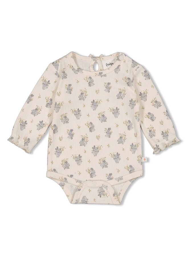 Romper rib AOP - Fields of Green - Offwhite