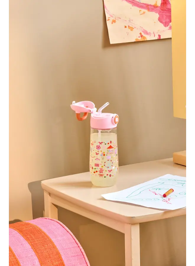 Rice - Plastic drinkfles – Roze – Fun fair print