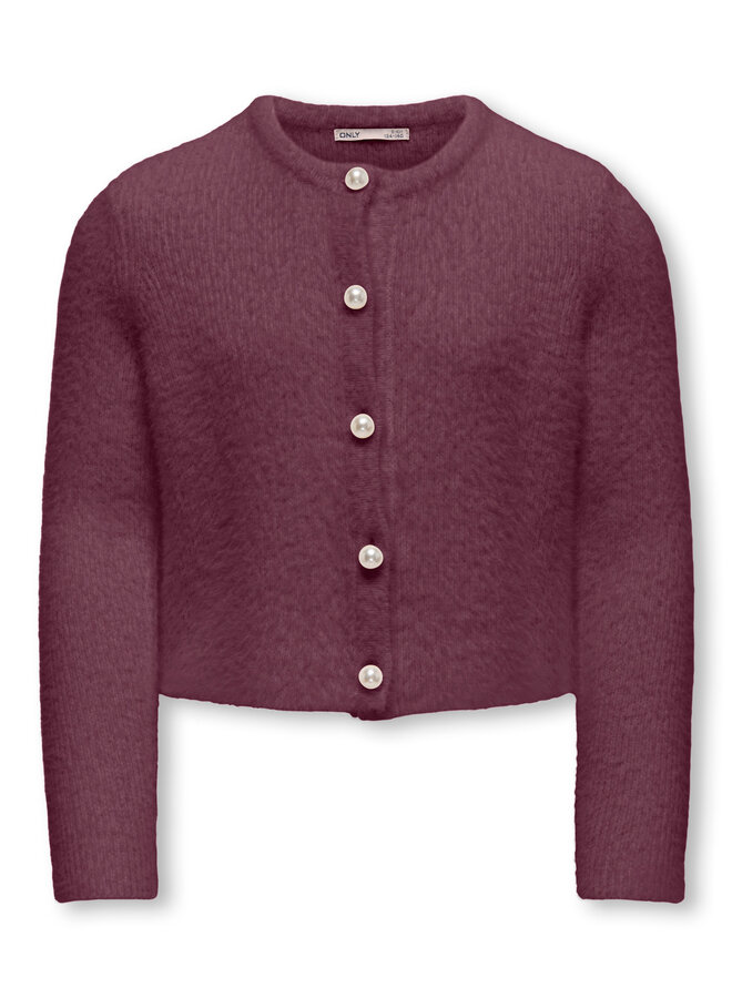 Piumo Petra pearl o-neck cardigan knit - Mauve wine