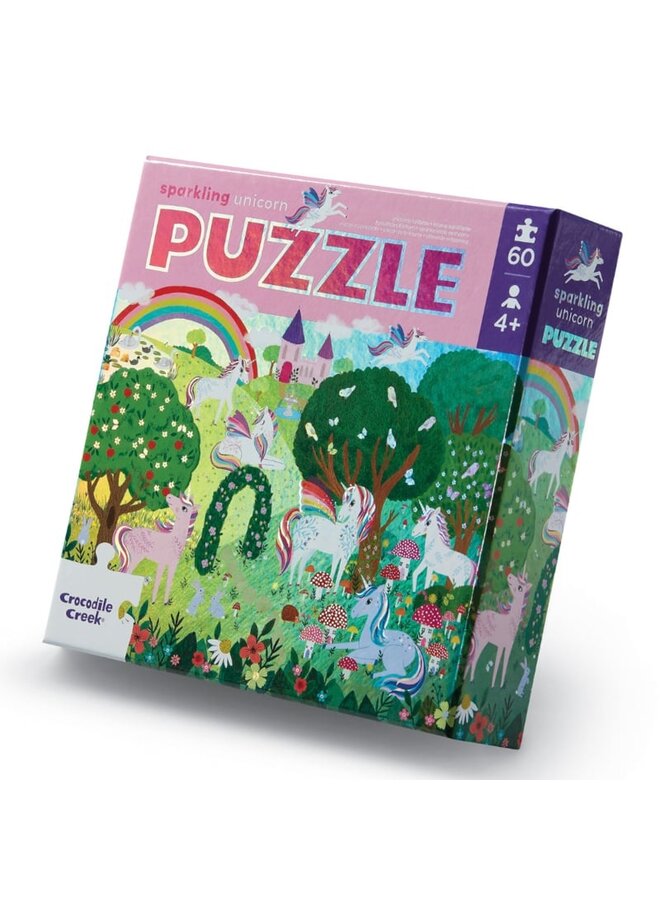 Holographic foil puzzles, 60 stuks - Sprankelende eenhoorn