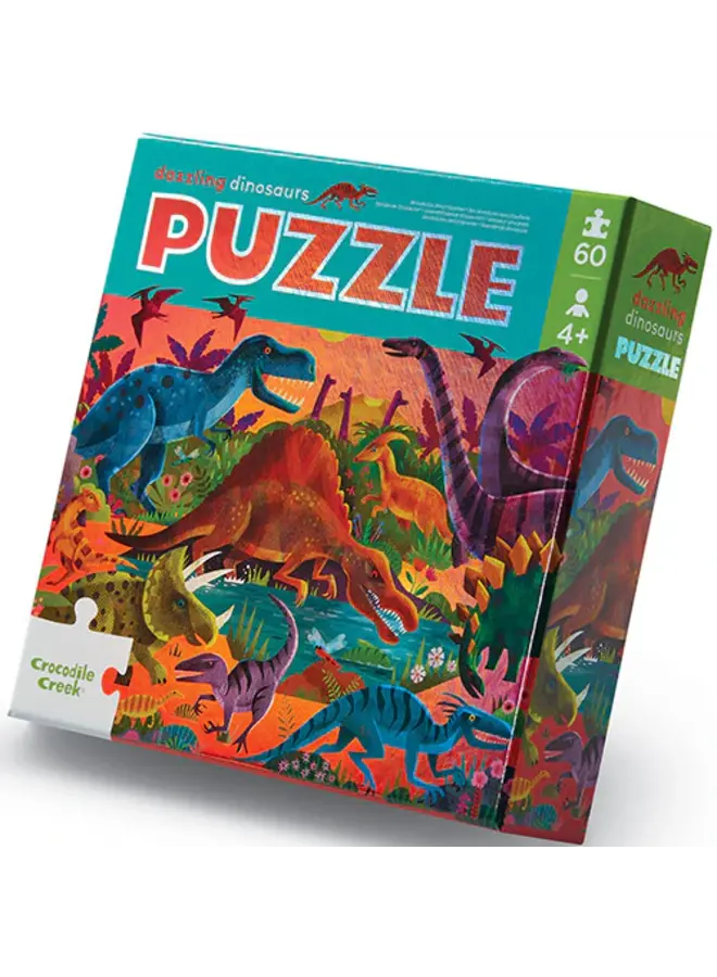 Holographic foil puzzel, 60 stuks - Oogverblindende dinosaurussen
