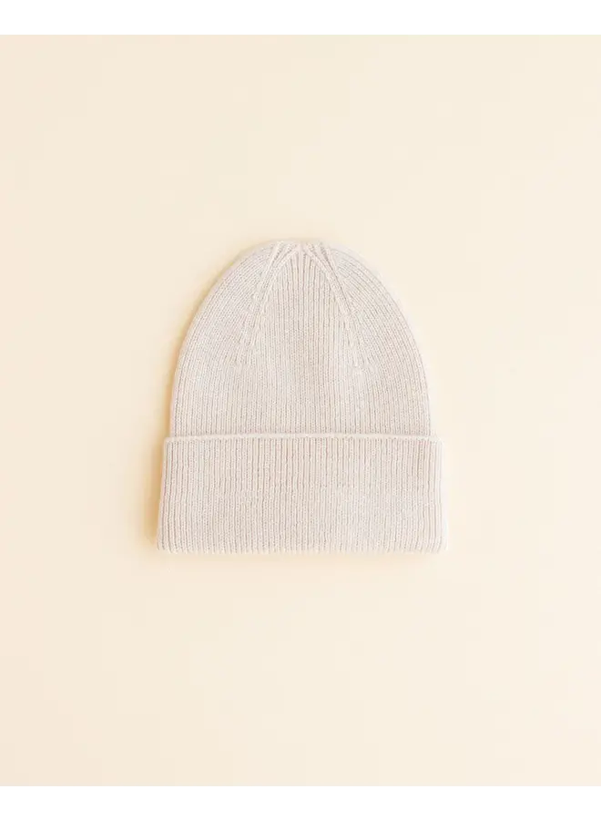 Hvid - Beanie fonzie newborn –  Cream