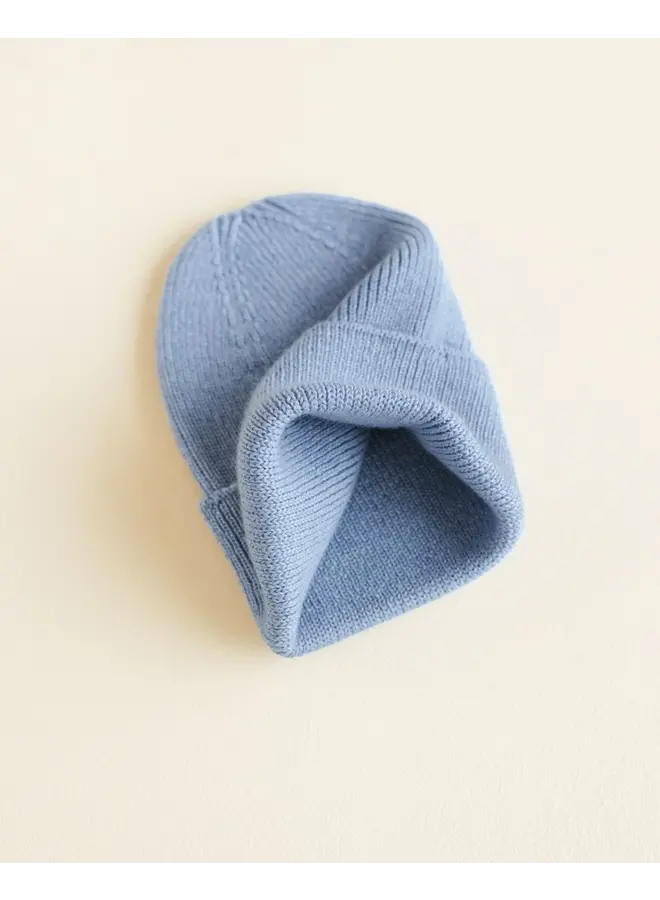 Hvid - Beanie fonzie newborn –  Light blue