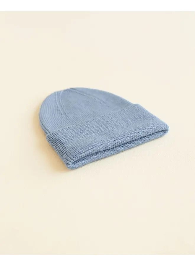 Hvid - Beanie fonzie newborn –  Light blue