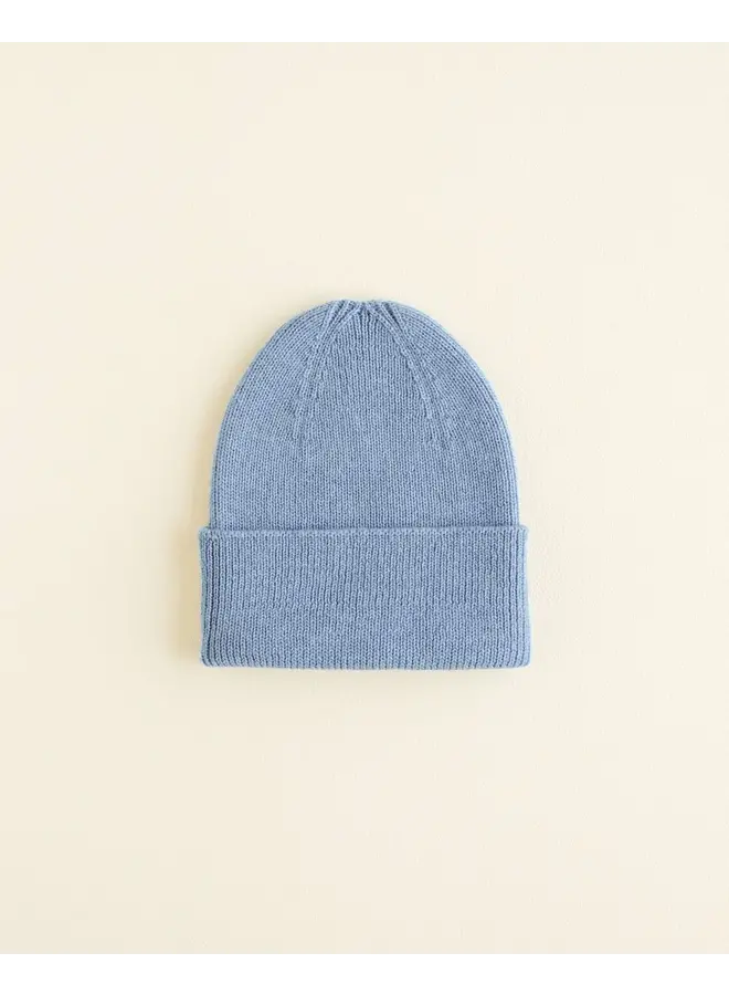 Hvid - Beanie fonzie newborn –  Light blue