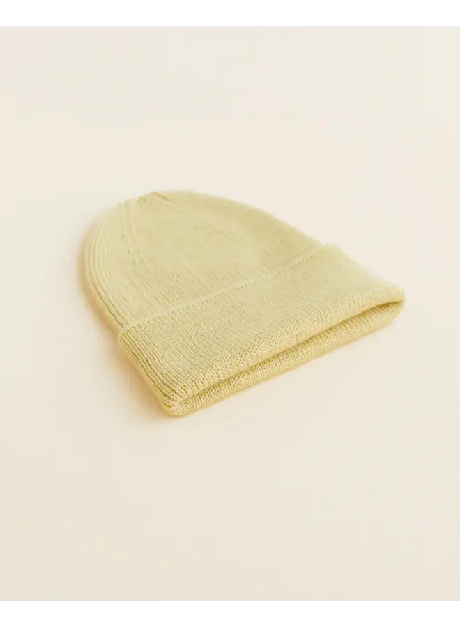Hvid - Beanie fonzie newborn –  Light yellow