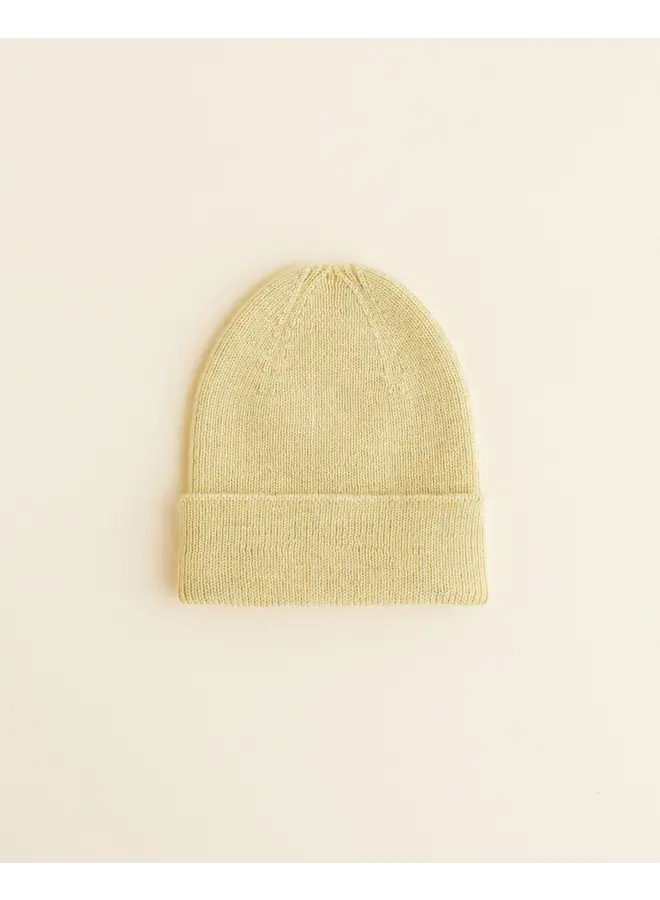 Hvid - Beanie fonzie newborn –  Light yellow