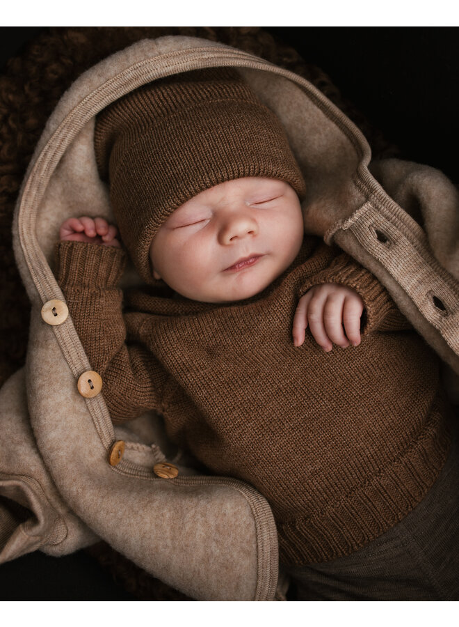 Hvid - Beanie fonzie newborn – Mocha