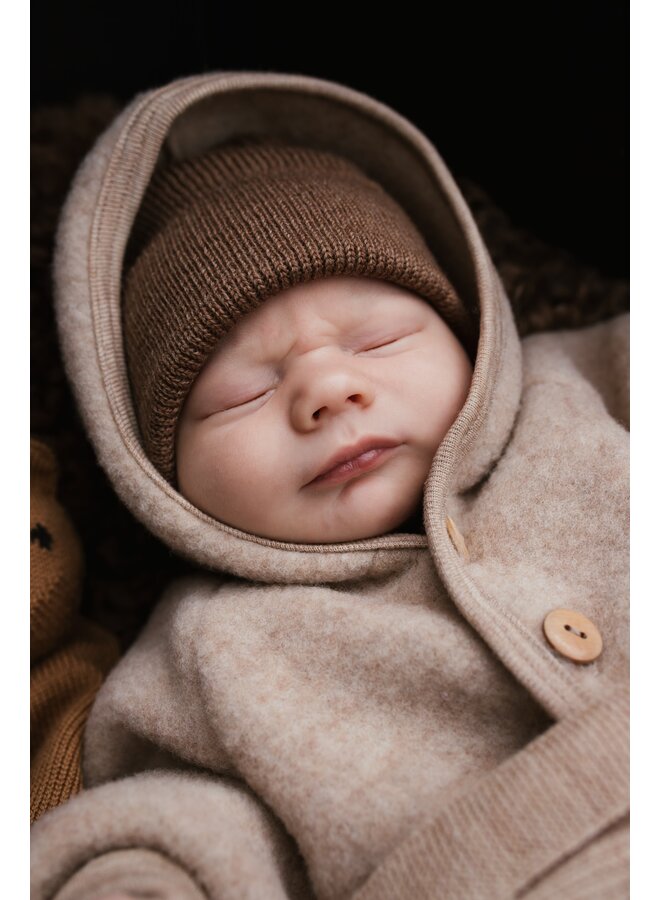 Hvid - Beanie fonzie newborn – Mocha