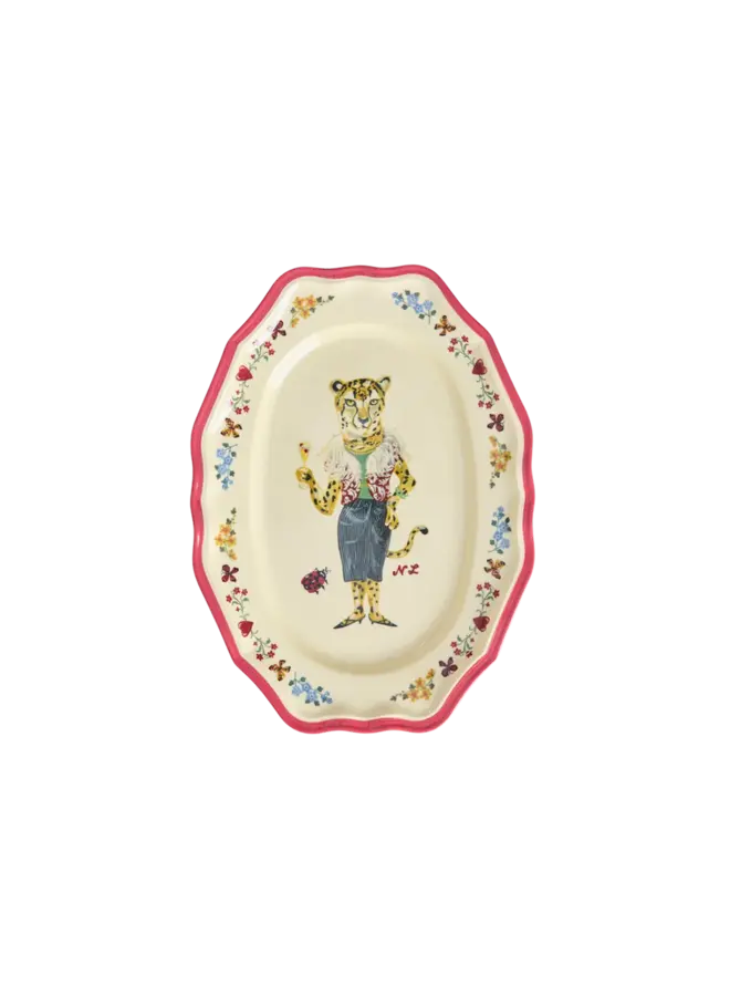 Vintage serveerschotel klein - Nathalie Lété vol. 2 print rood