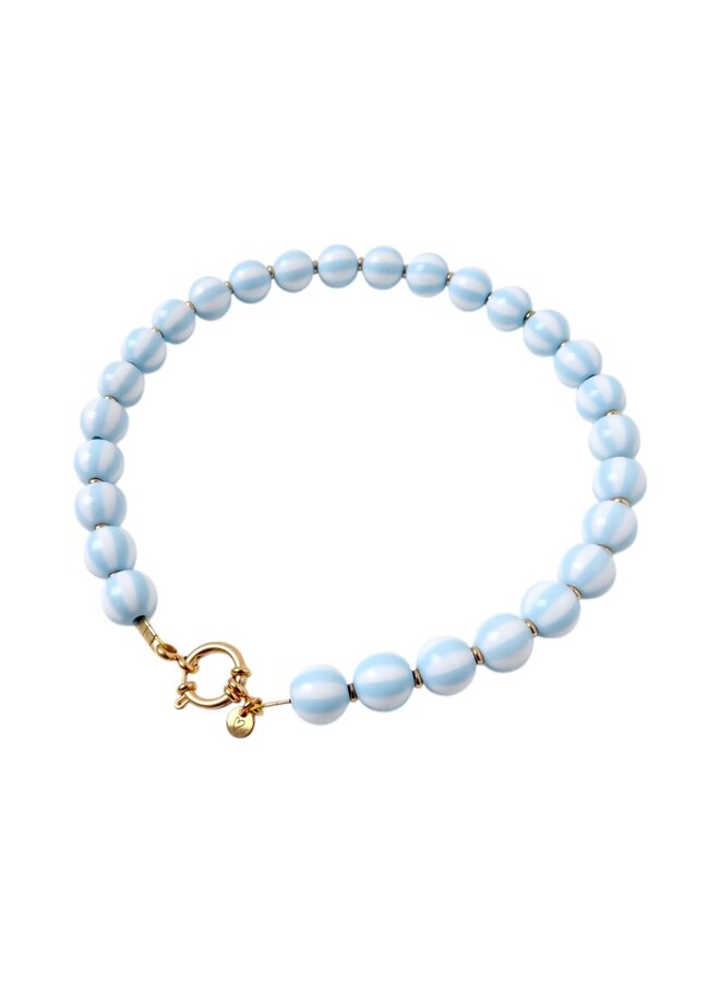 LOVEissue - Necklace – Bold beads babyblue stripe