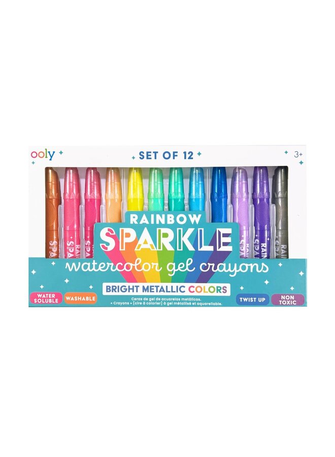 Rainbow sparkle metallic watercolor gel crayons - Bright metallic colors