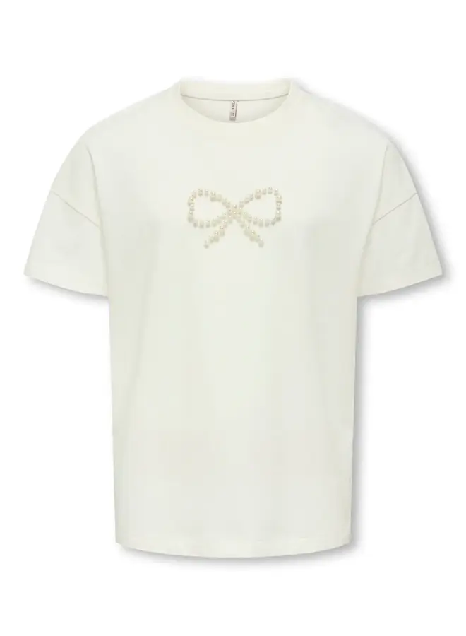 Kids Only - Kate life pearl top – Cloud dancer/Bow