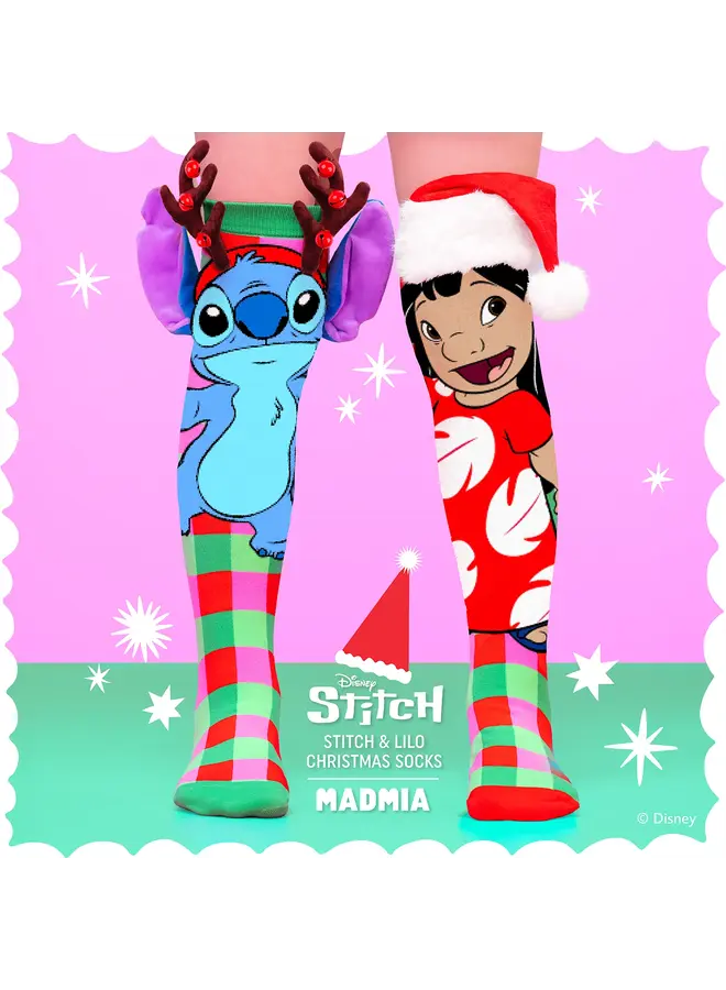Stitch Christmas plaid socks