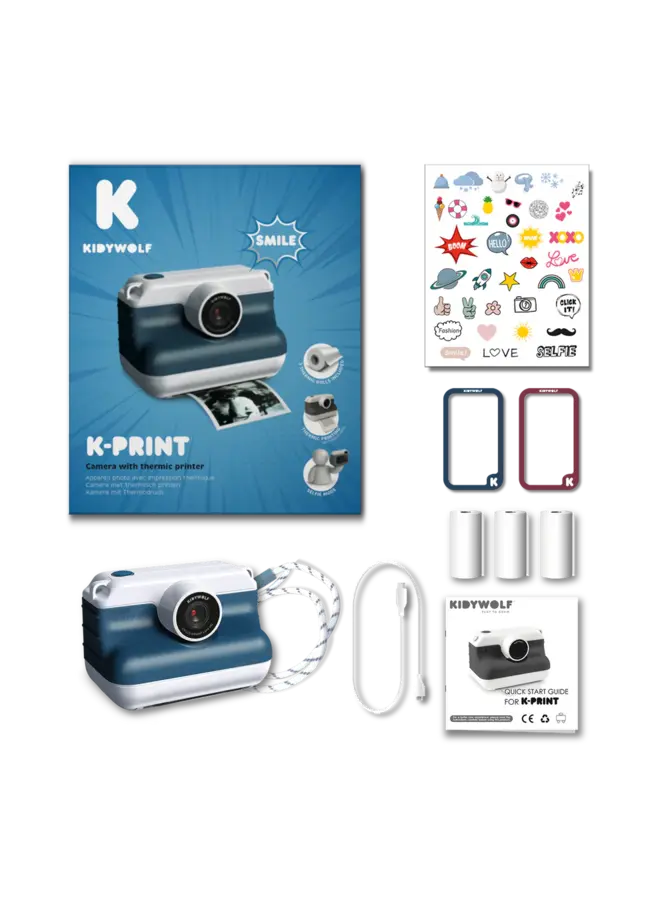 Kidywolf - Kidyprint-Pro instant camera met printer - Blauw