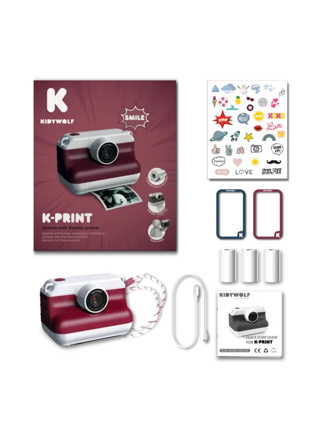Kidywolf - Kidyprint-Pro instant camera met printer - Rood