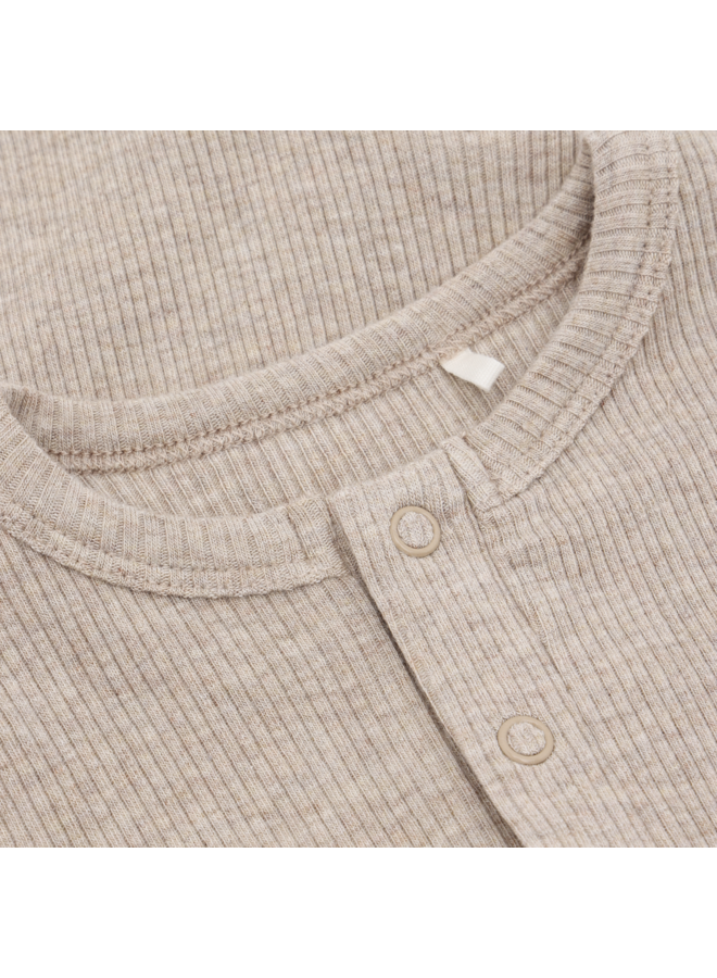 Fixoni - Romper ls melange rib - Pure cashmere melange