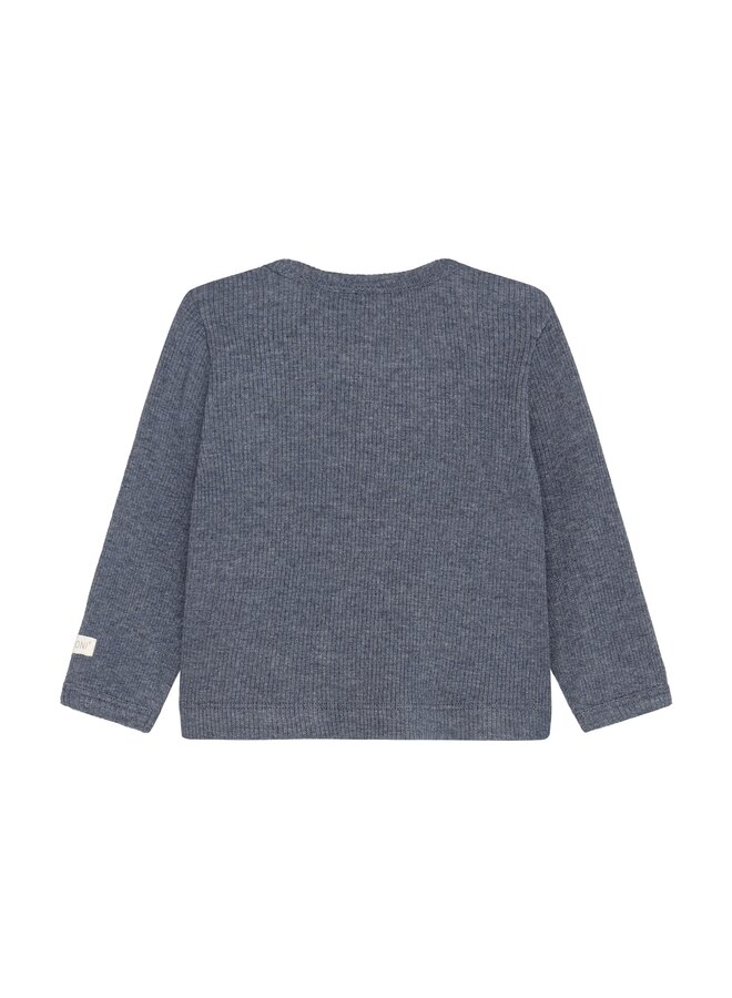 Fixoni - T-shirt ls melange rib - Vintage indigo melange