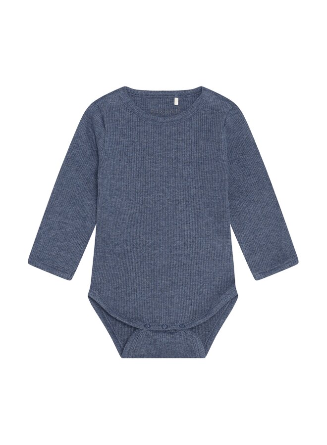 Fixoni - Body ls melange rib - Vintage indigo melange