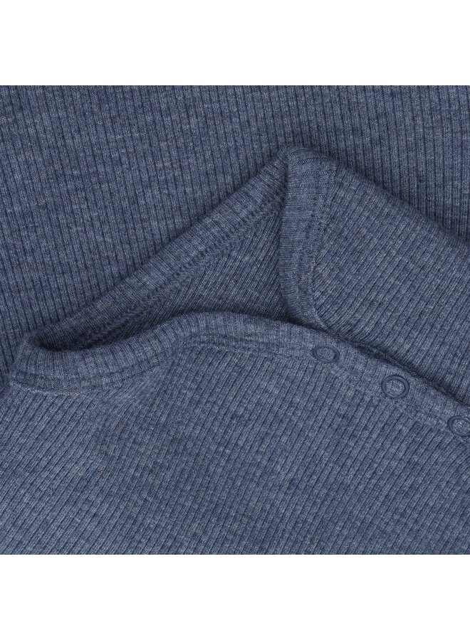 Fixoni - Body ls melange rib - Vintage indigo melange