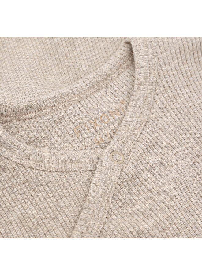 Fixoni - Wrap body ls melange rib - Pure cashmere melange