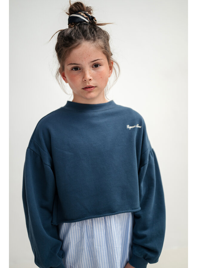 Repose AMS - Crop heart sweater - Deep sea blue